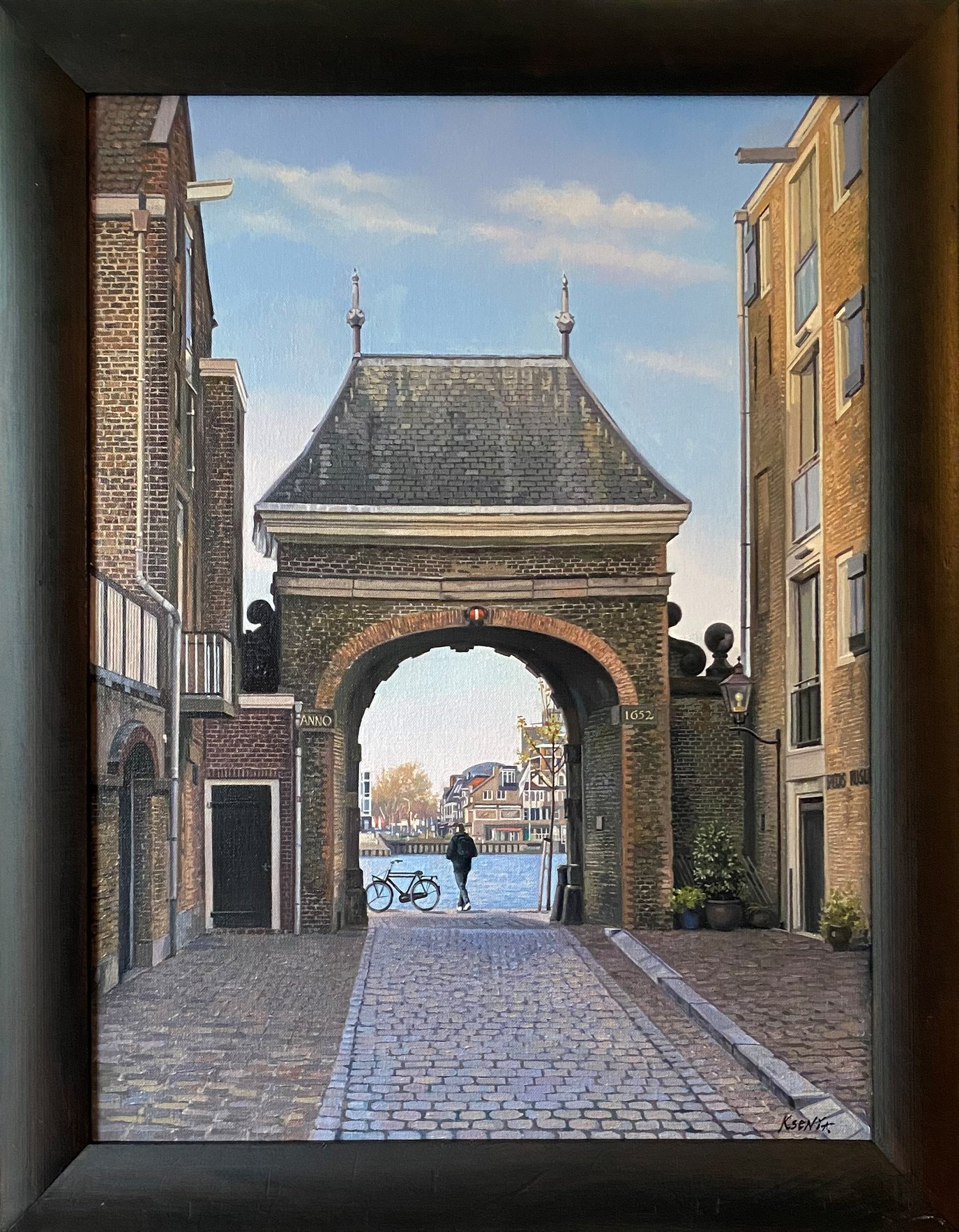 Catharijnepoort, Engelenburgerkade Dordrecht. Olieverf op canvas, 40 x 50 cm. Mei 2020.